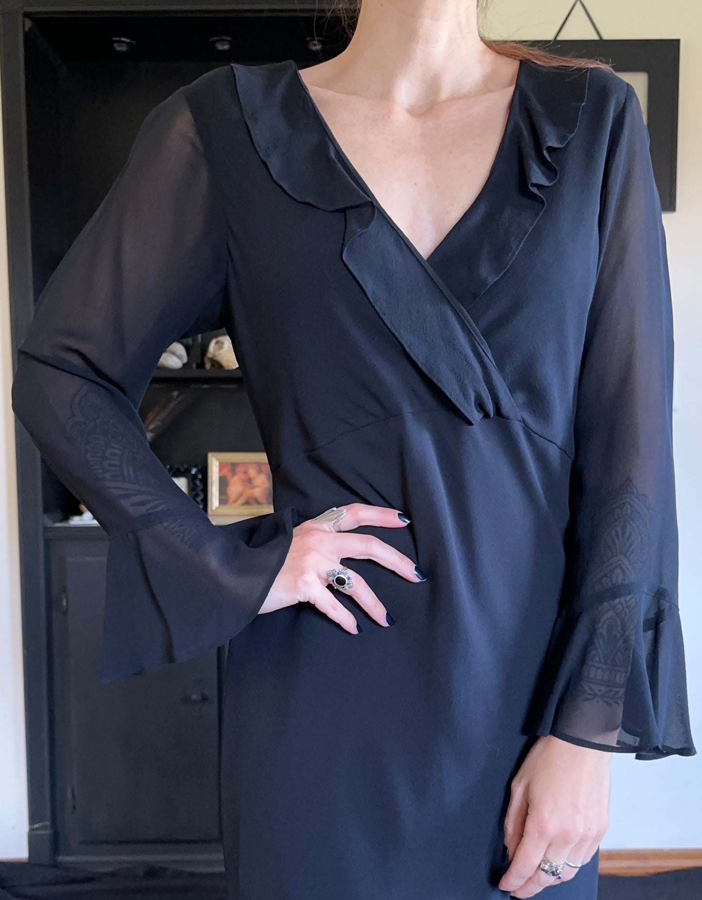 Silk Bias Cut Midi Dress SZ 14