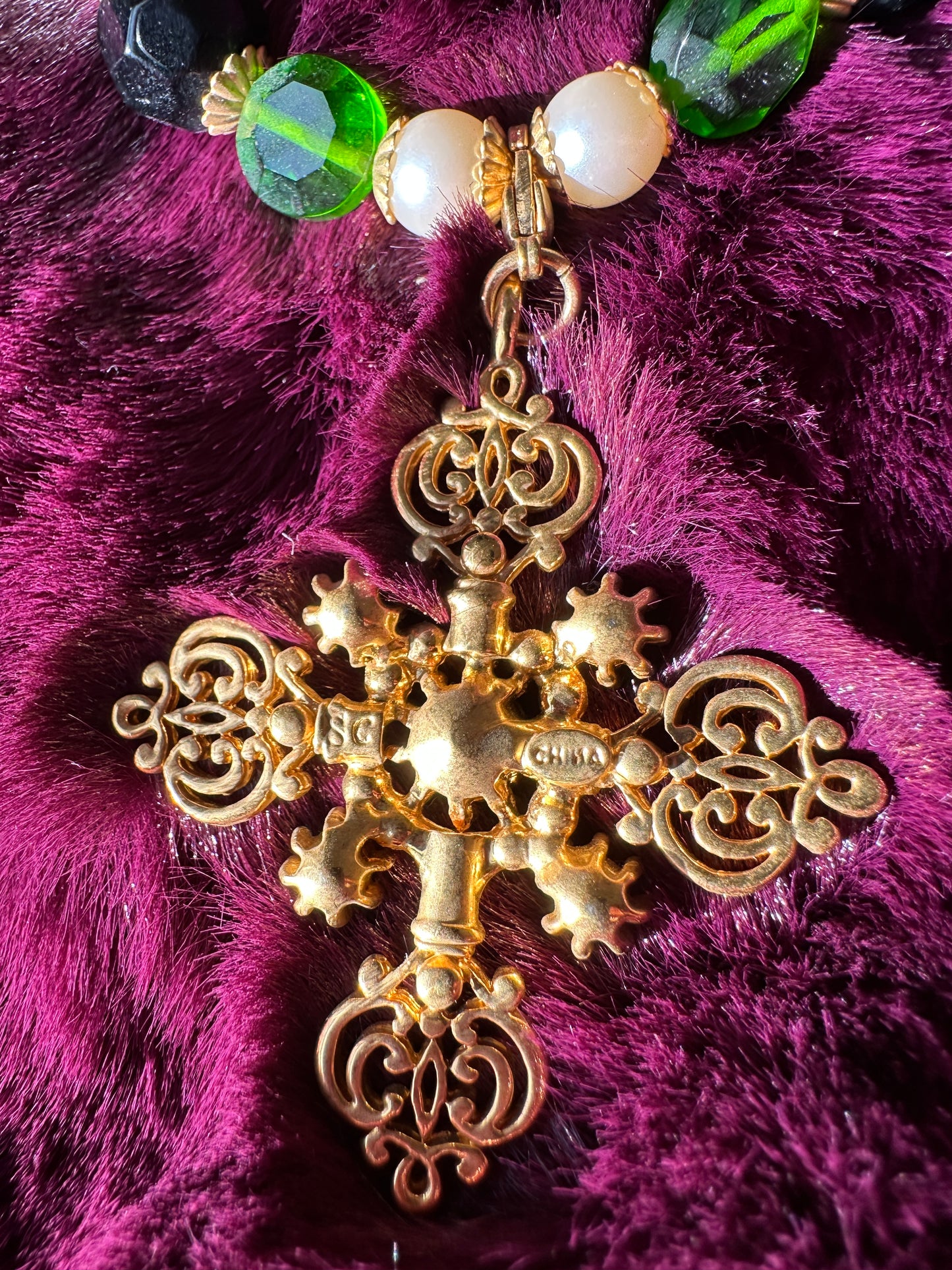 Sarah Coventry Beaded Cross Necklace