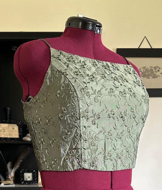 Vintage Cropped Embroidered Bodice Top SZ 12