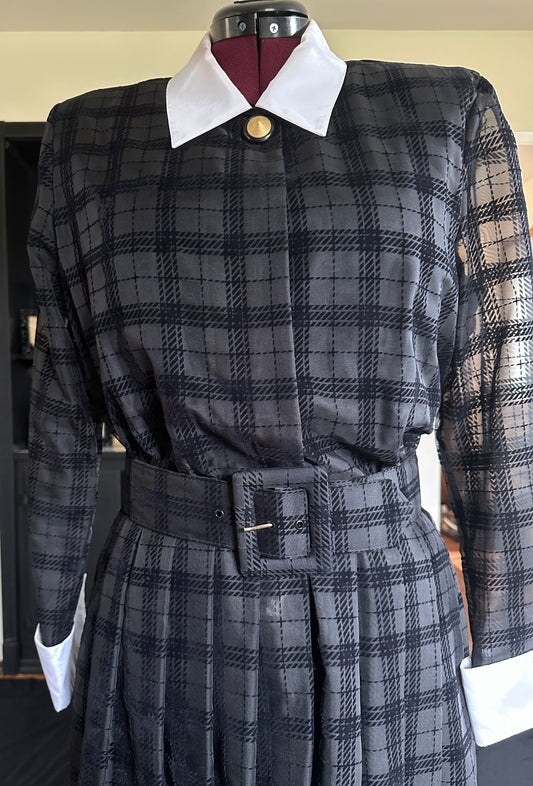 Vintage 80s Plaid Wednesday Dress SZ 14