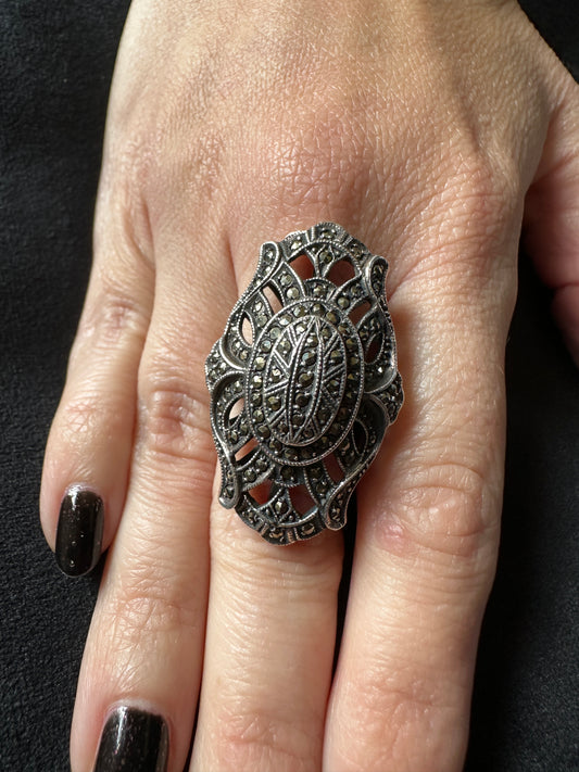 Vintage Sterling Silver Statement Ring SZ 7.5 - 7.75