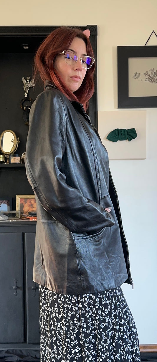 90s Zippered Leather Jacket