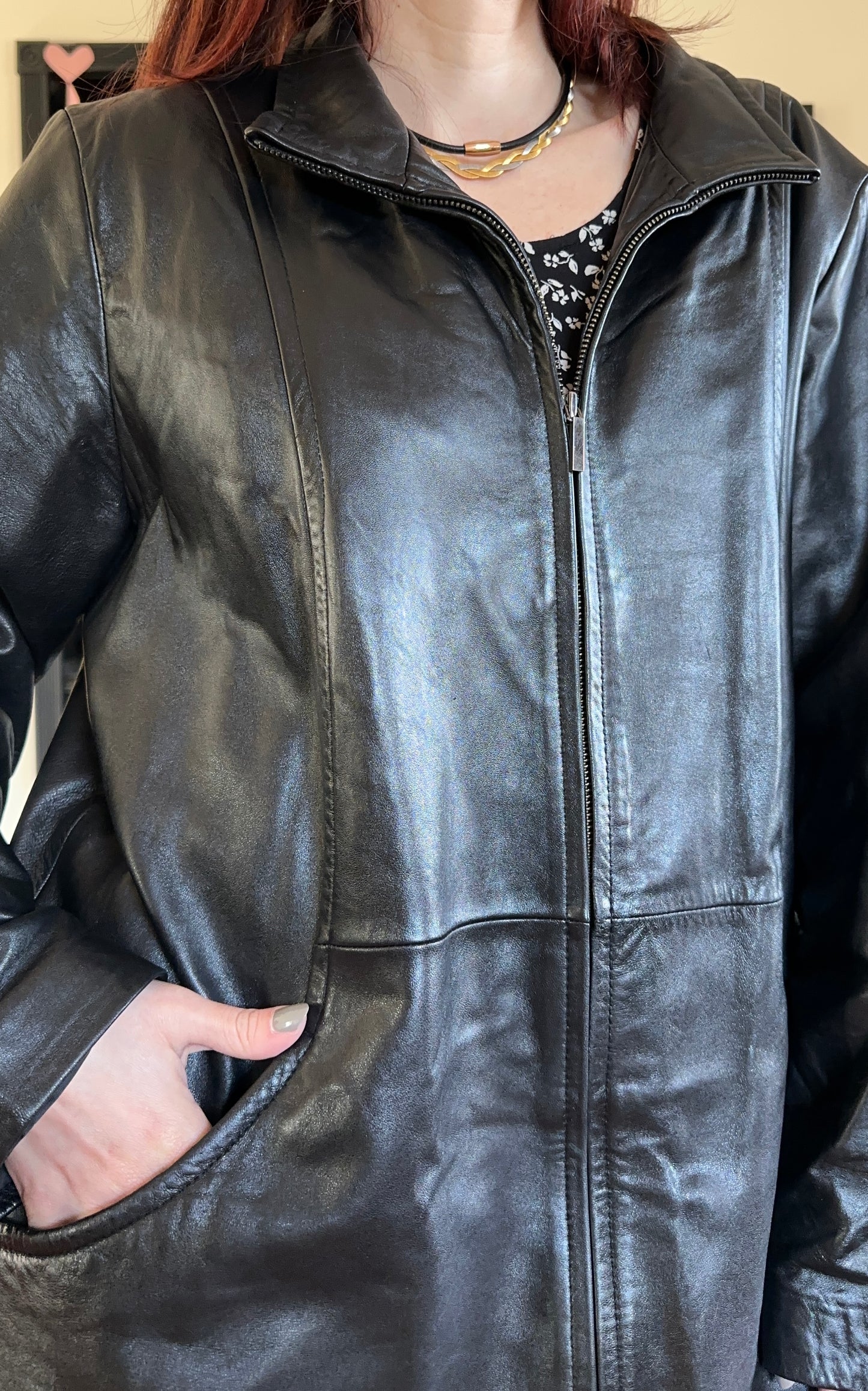 90s Zippered Leather Jacket