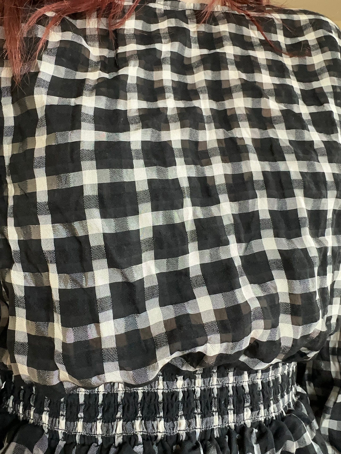 Sheer Plaid Prairie Goth Top SZ 8/10