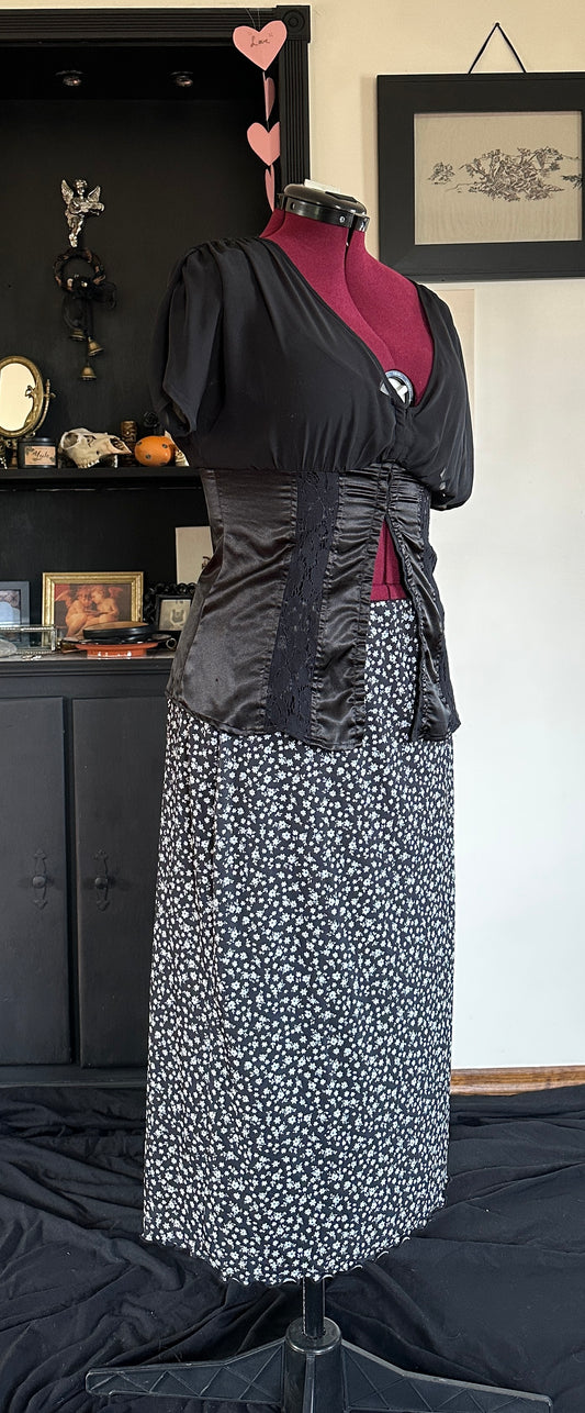 90s Mesh Floral Midi Skirt 1X