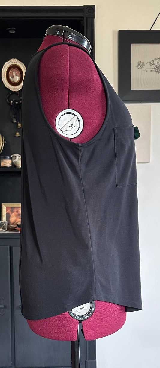 Corporate Goth Button Front Sleeveless Top L