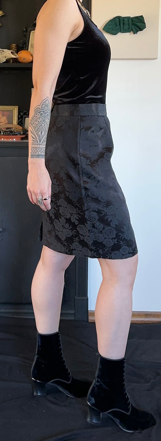 Early 2000s Floral Brocade Skirt M/L