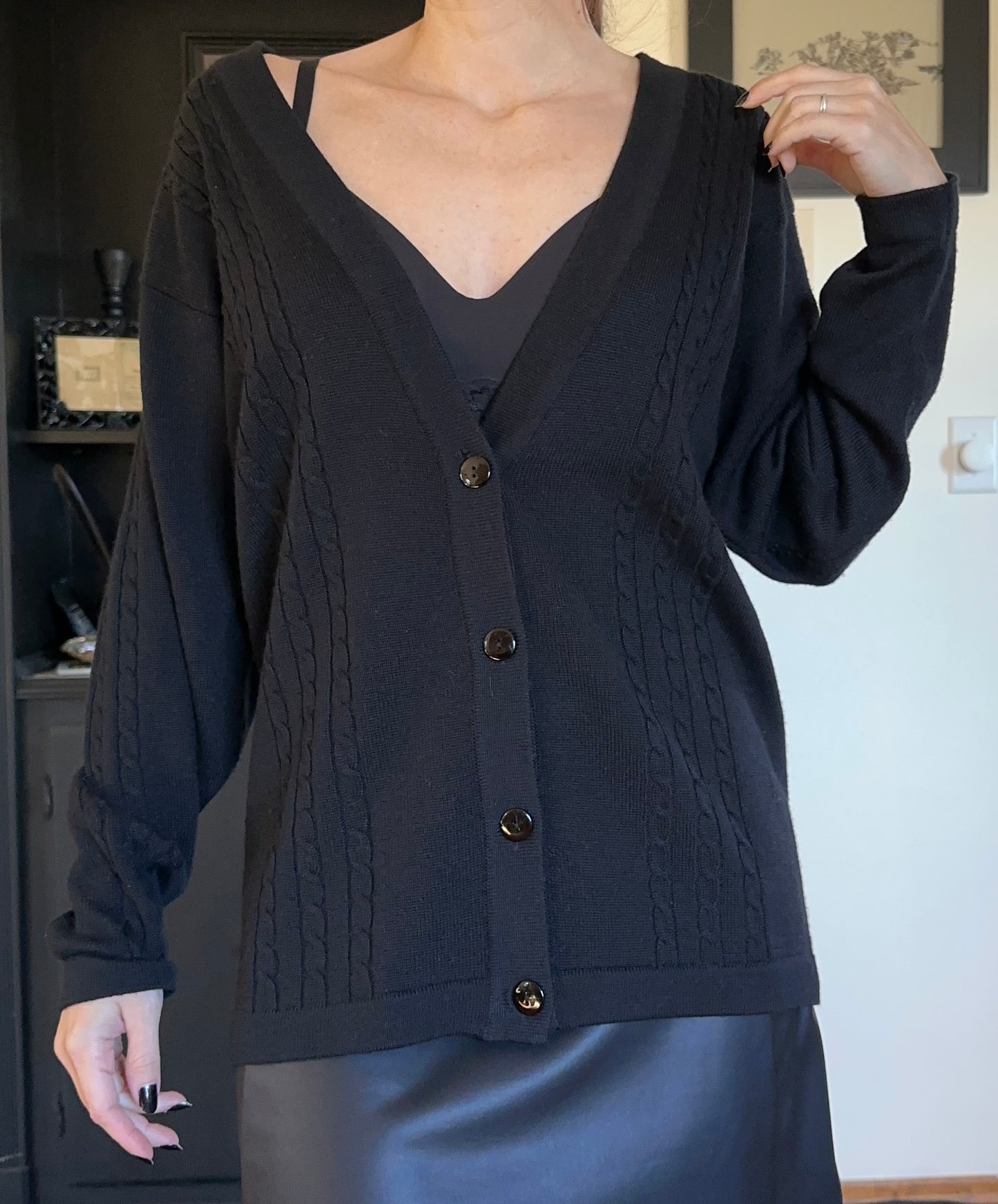 Cable Knit Cardigan M - L