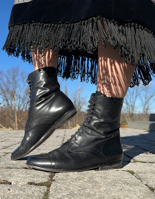 80s Lace Up Victorian Revival Boots SZ 7