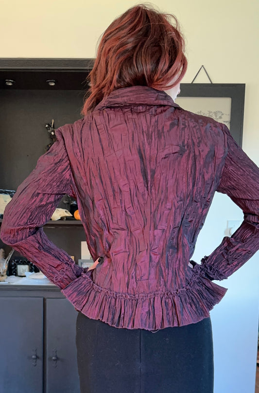 Crinkled Taffeta Button Down SZ M