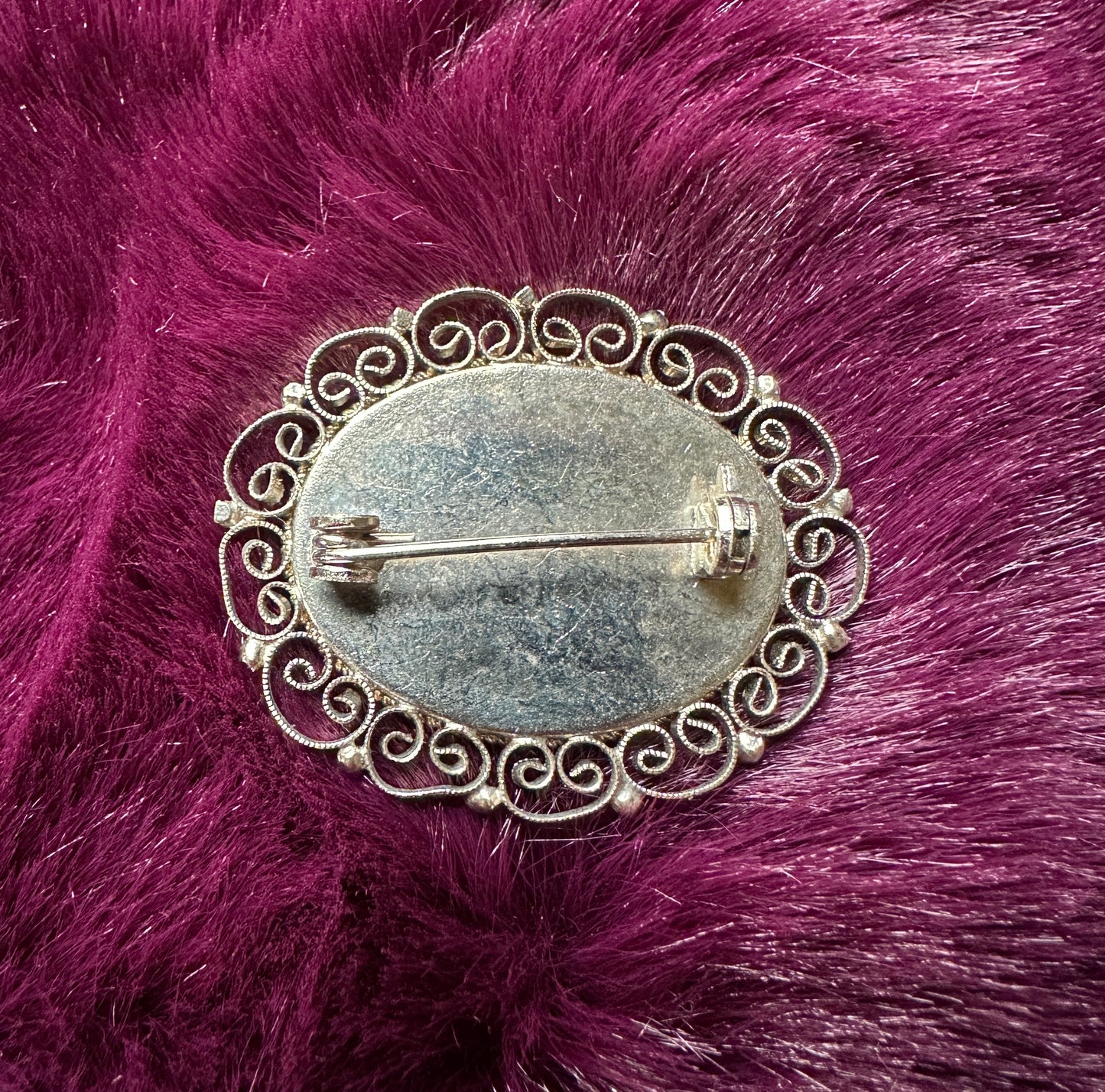 Vintage Cross-Stitched Victorian Goth Brooch