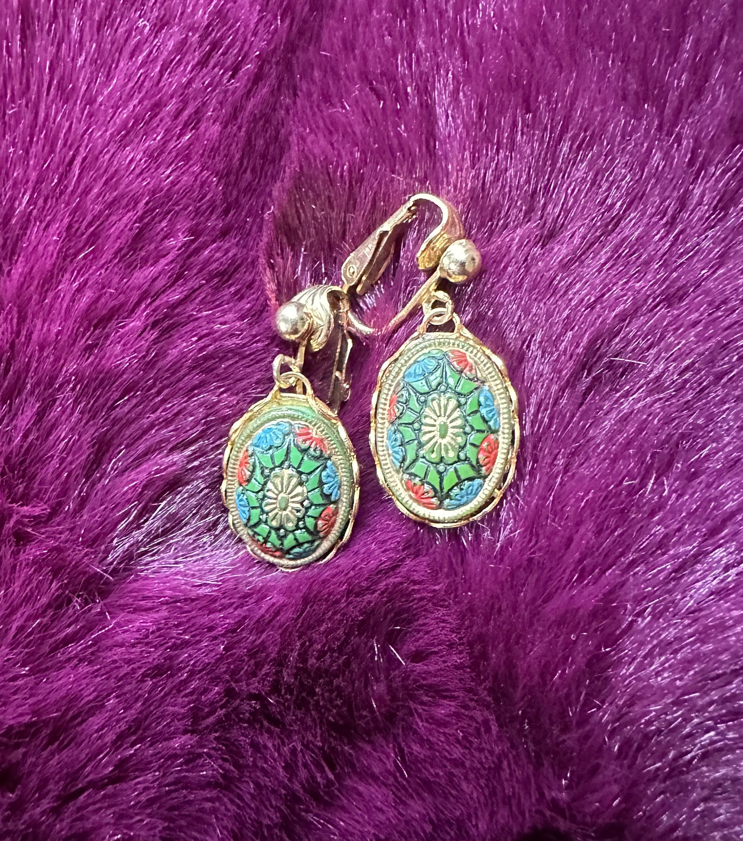 Vintage Sarah Coventry Painted Earrings
