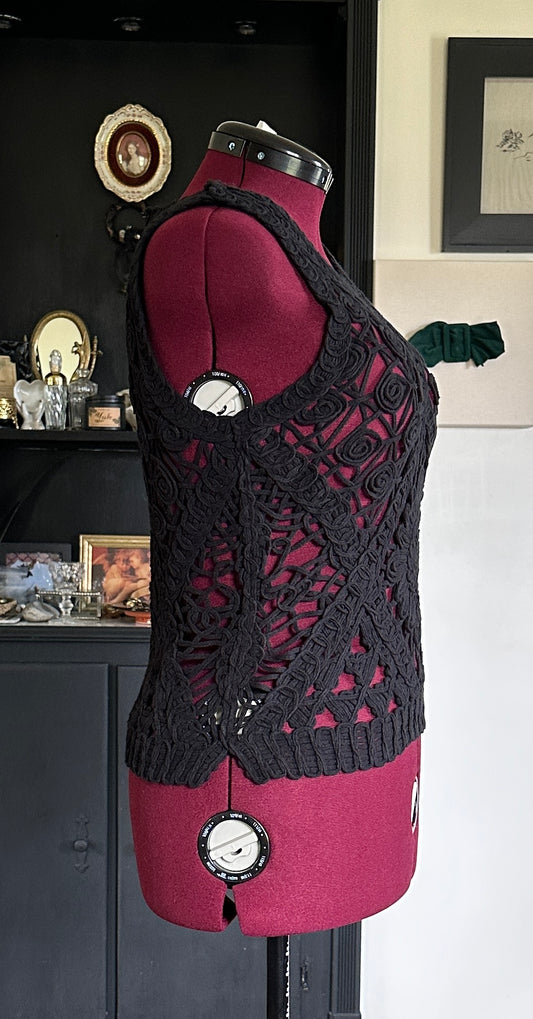 Cotton Ribbon Sweater Vest M