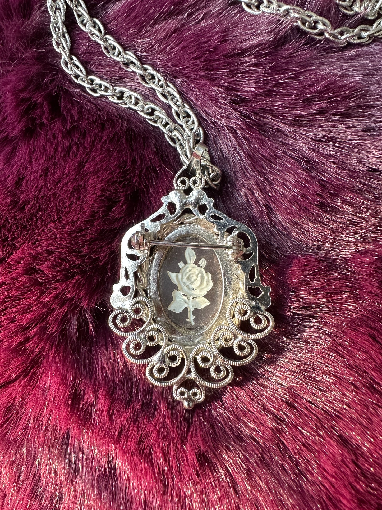 Silver Intaglio Pendant And Necklace