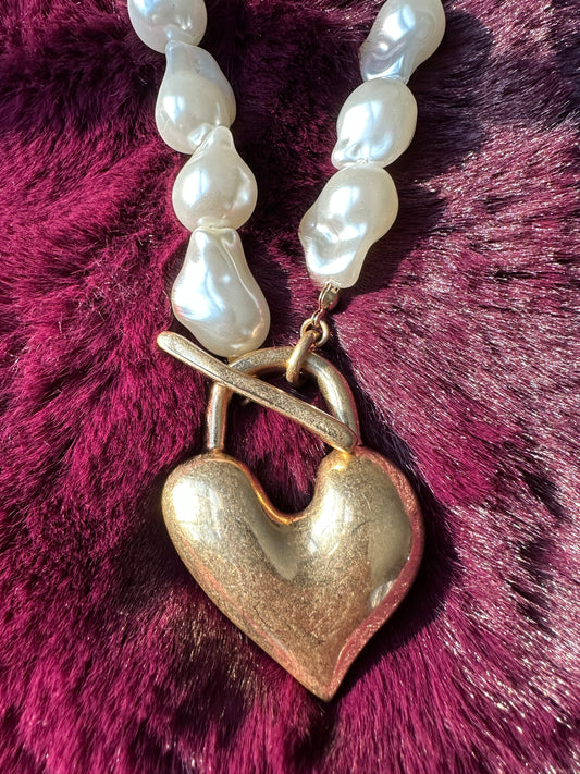 Baroque Pearl Heart Necklace