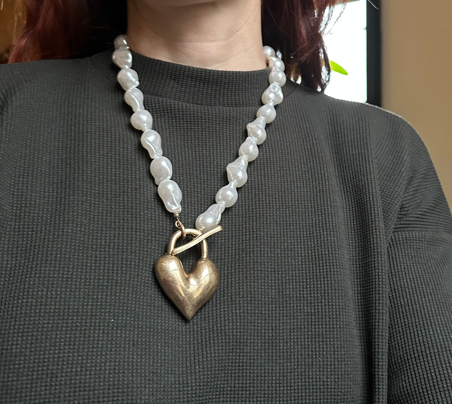 Baroque Pearl Heart Necklace