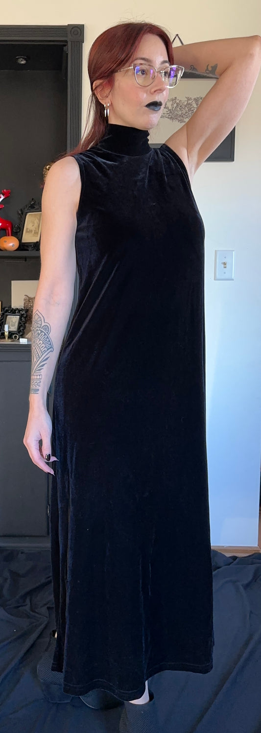 Velvet Corporate Goth Maxi Dress M