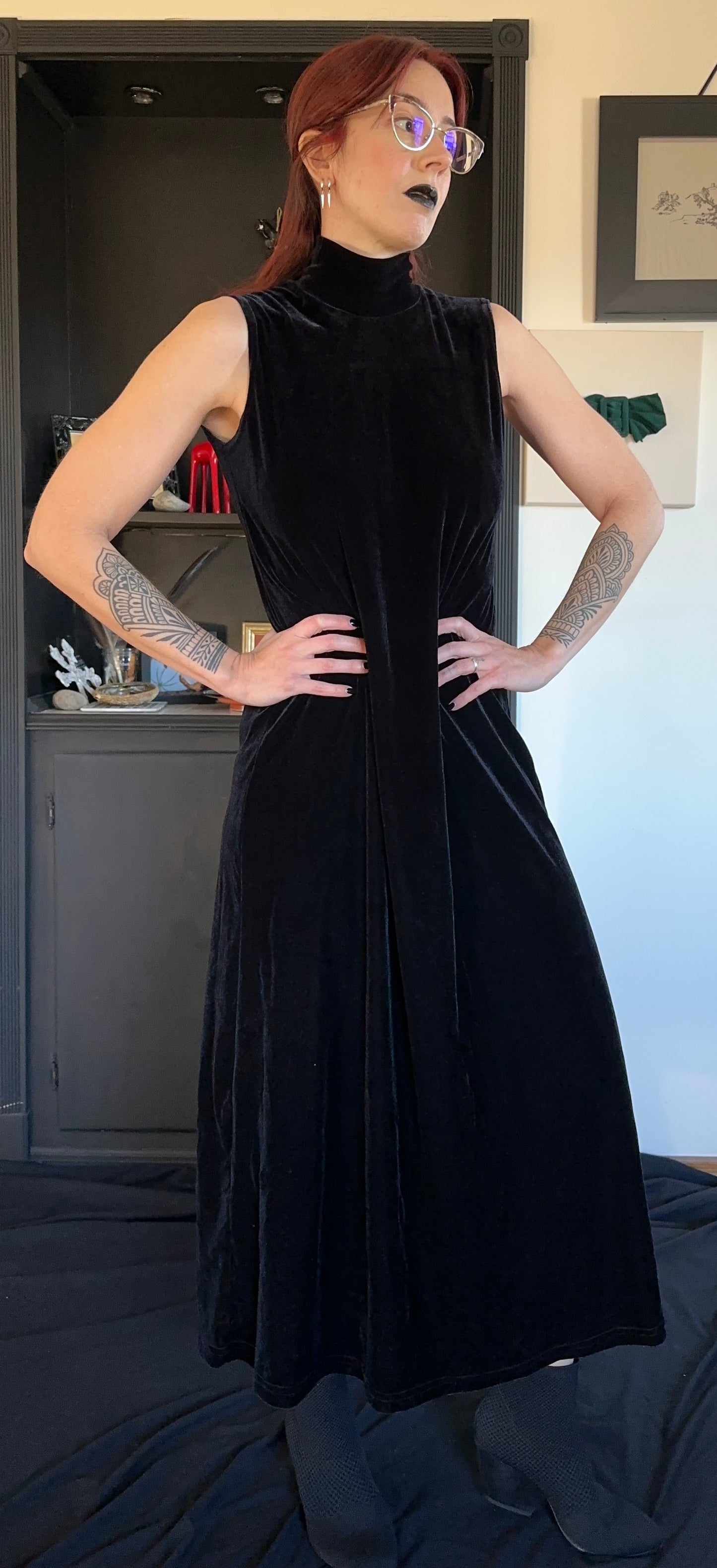 Velvet Corporate Goth Maxi Dress M