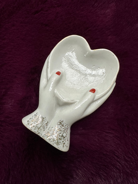 Ceramic Heart In Hands Dish