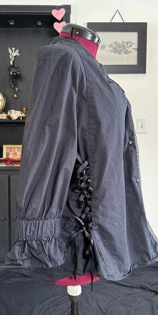 Cotton Lace Up Shirt SZ 2X
