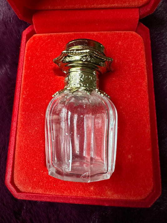 Glass,Gold, & Enamel Perfume Bottle