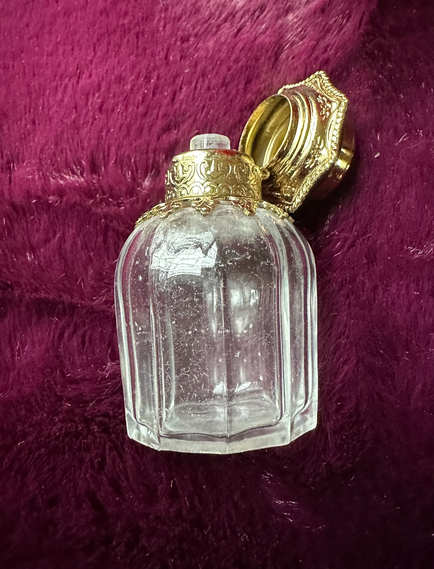 Glass,Gold, & Enamel Perfume Bottle