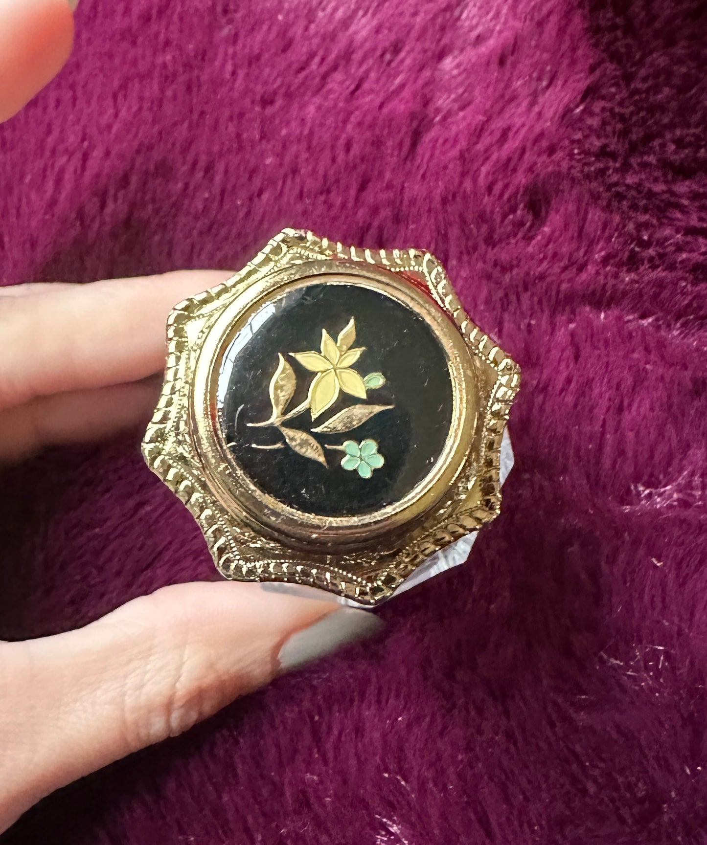 Glass,Gold, & Enamel Perfume Bottle