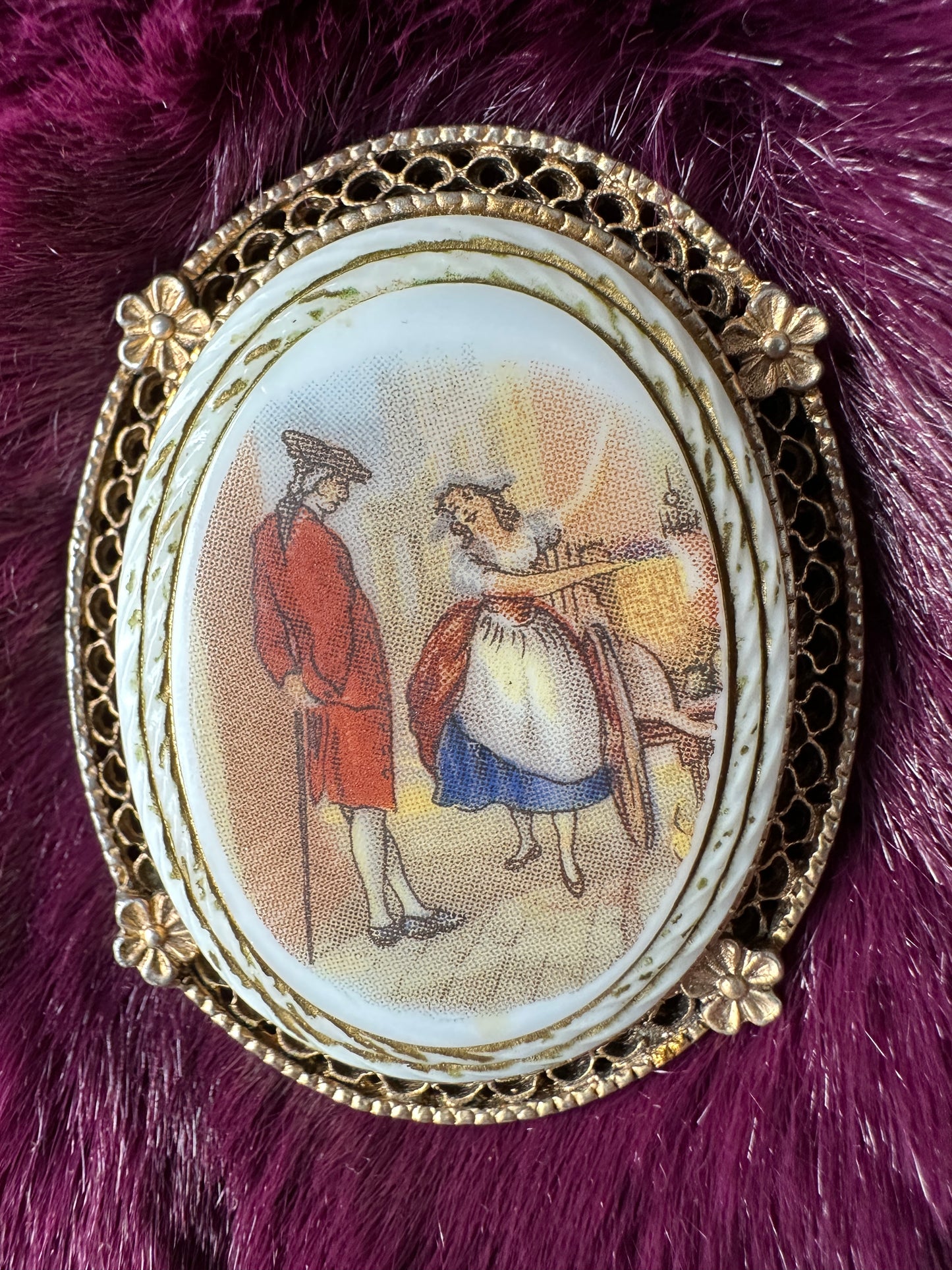 Rococo Style Painted Pin