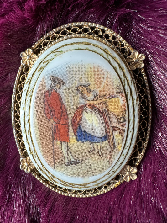 Rococo Style Painted Pin