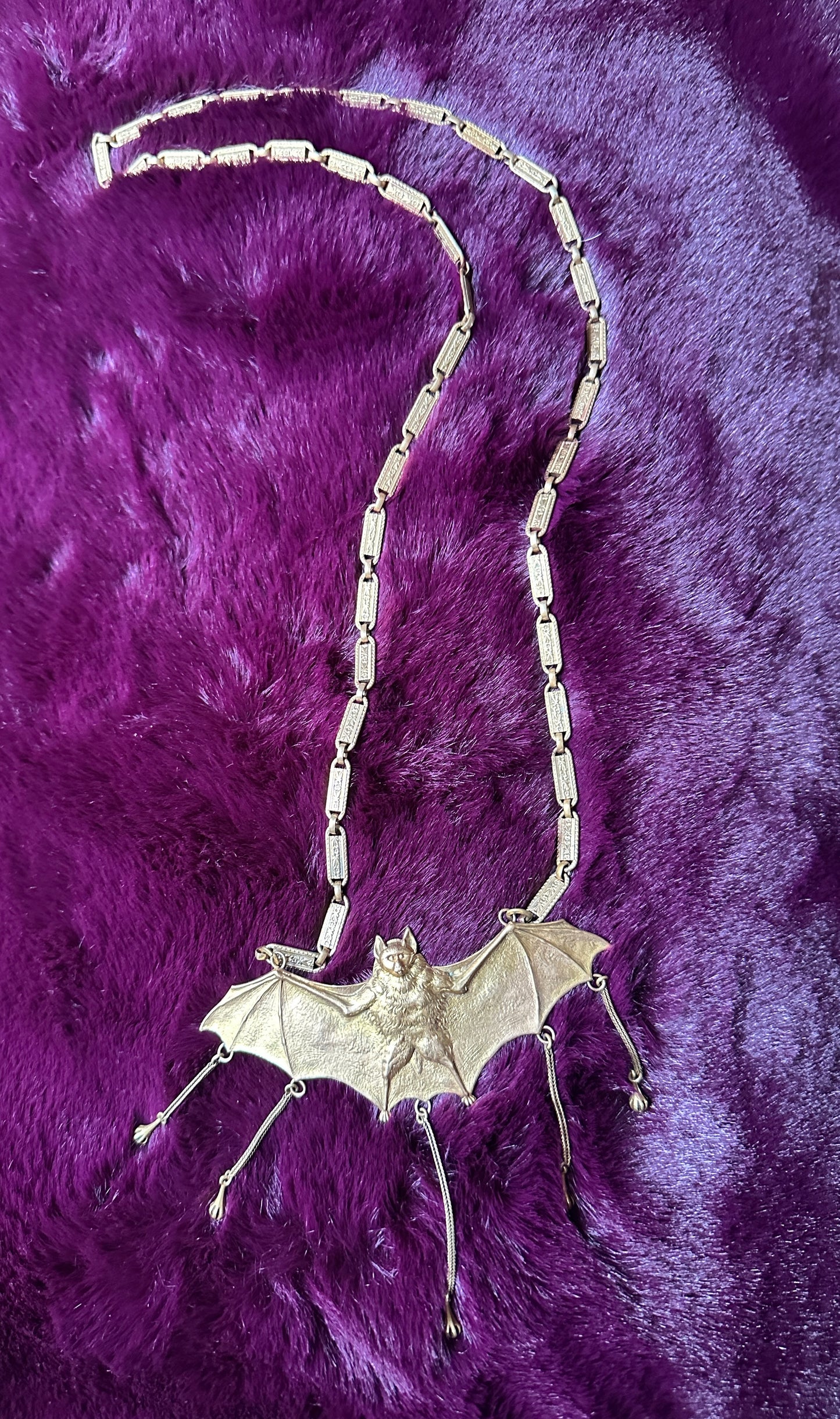Gold Tone Bat Necklace