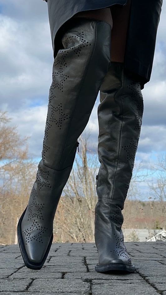 Over The Knee Studded Boots Sz 7.5
