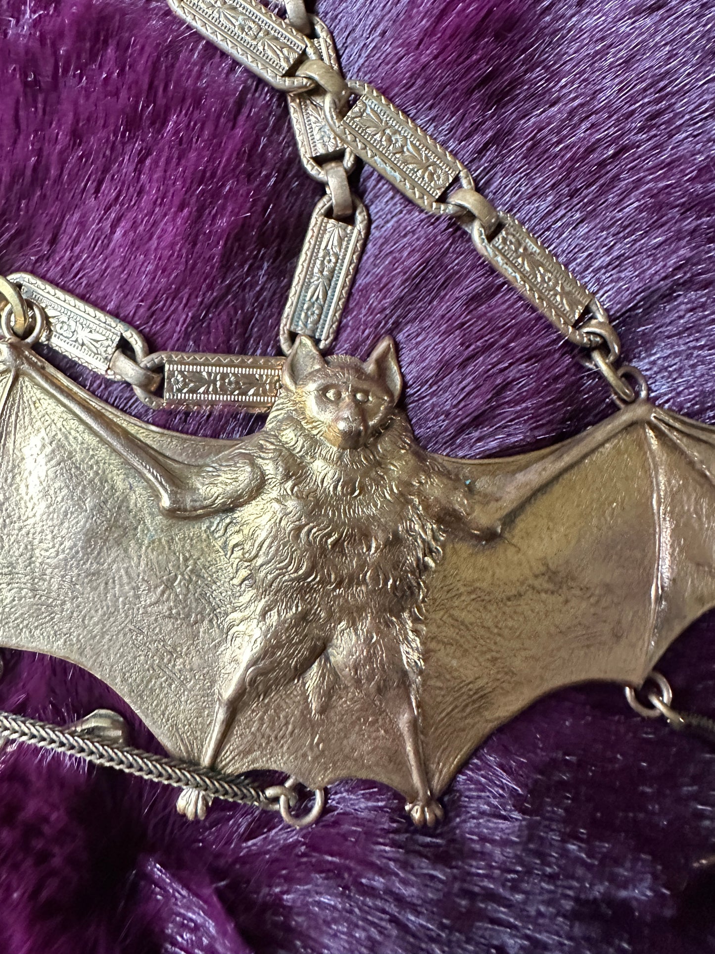 Gold Tone Bat Necklace