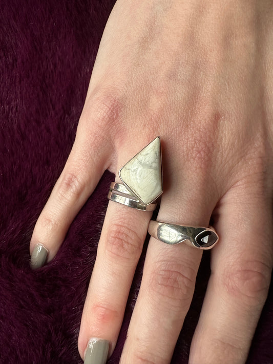 Silver & Howlite Ring SZ 6