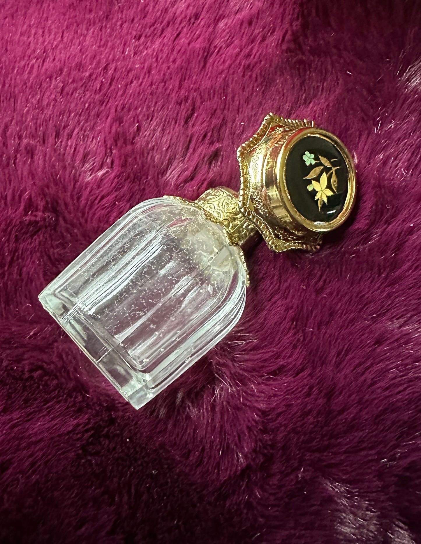 Glass,Gold, & Enamel Perfume Bottle