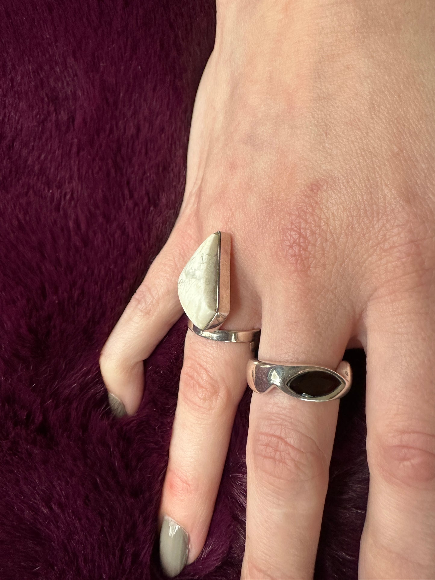 Silver & Howlite Ring SZ 6