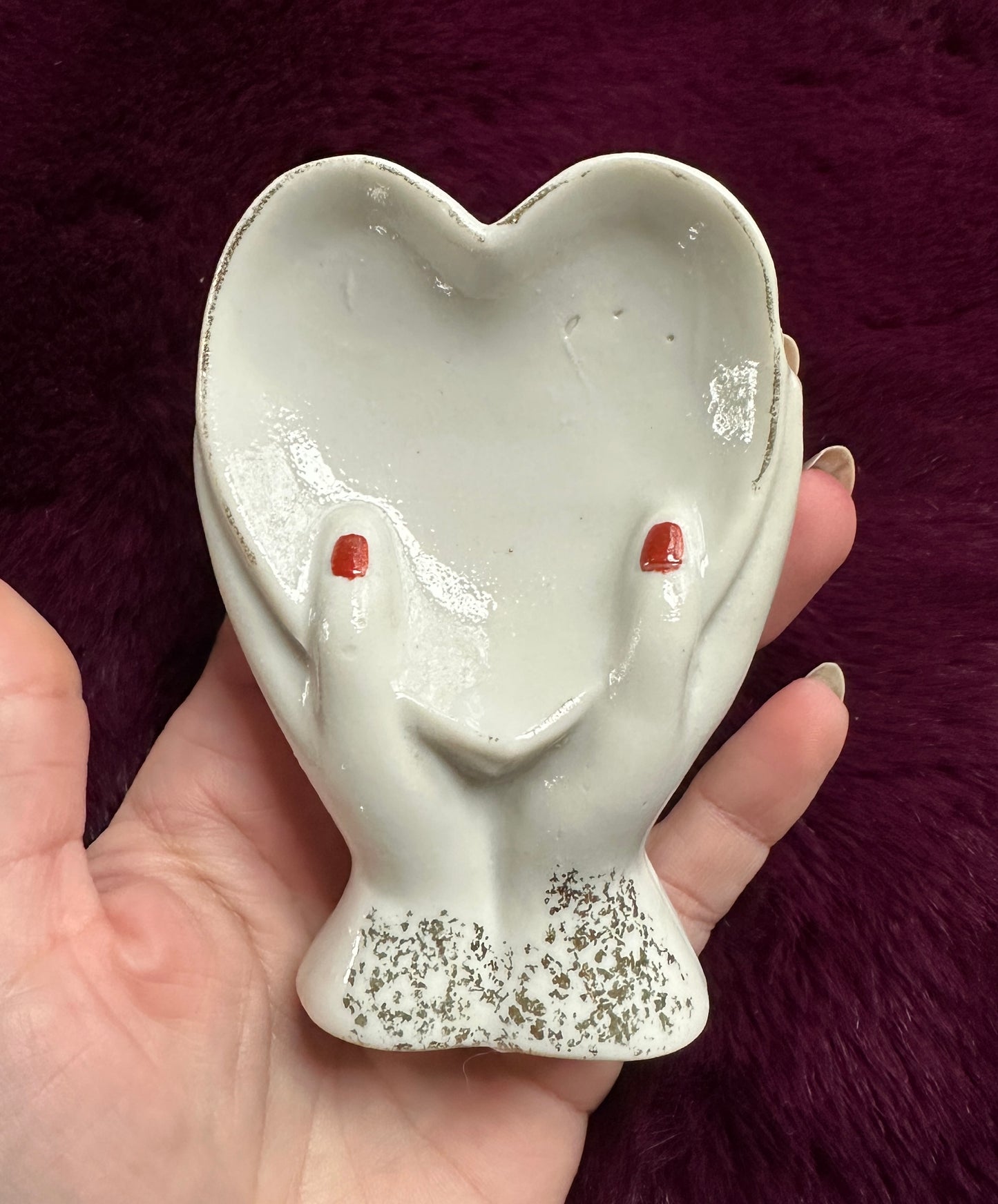 Ceramic Heart In Hands Dish