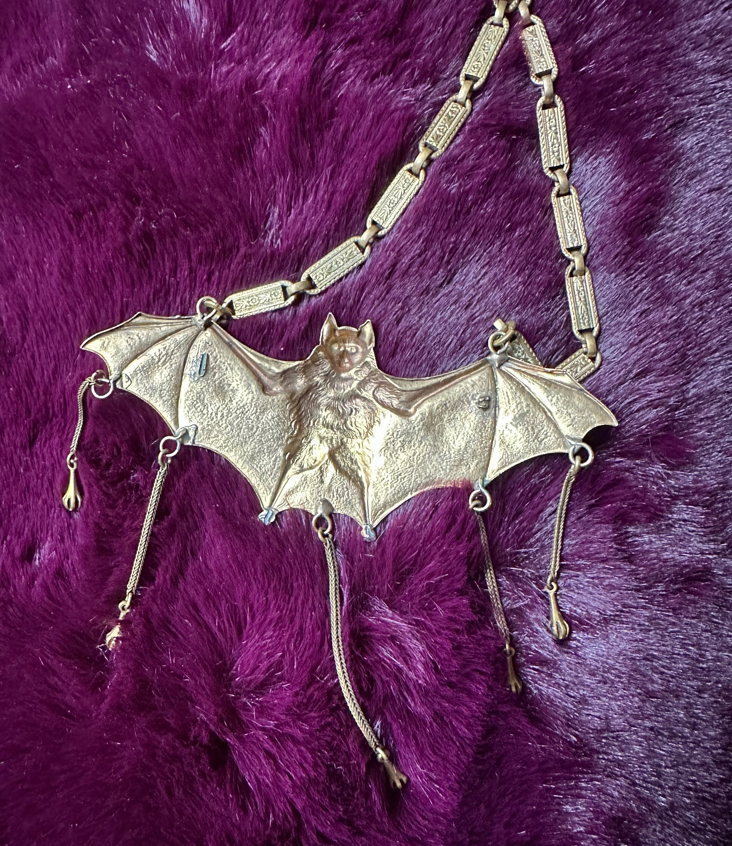 Gold Tone Bat Necklace