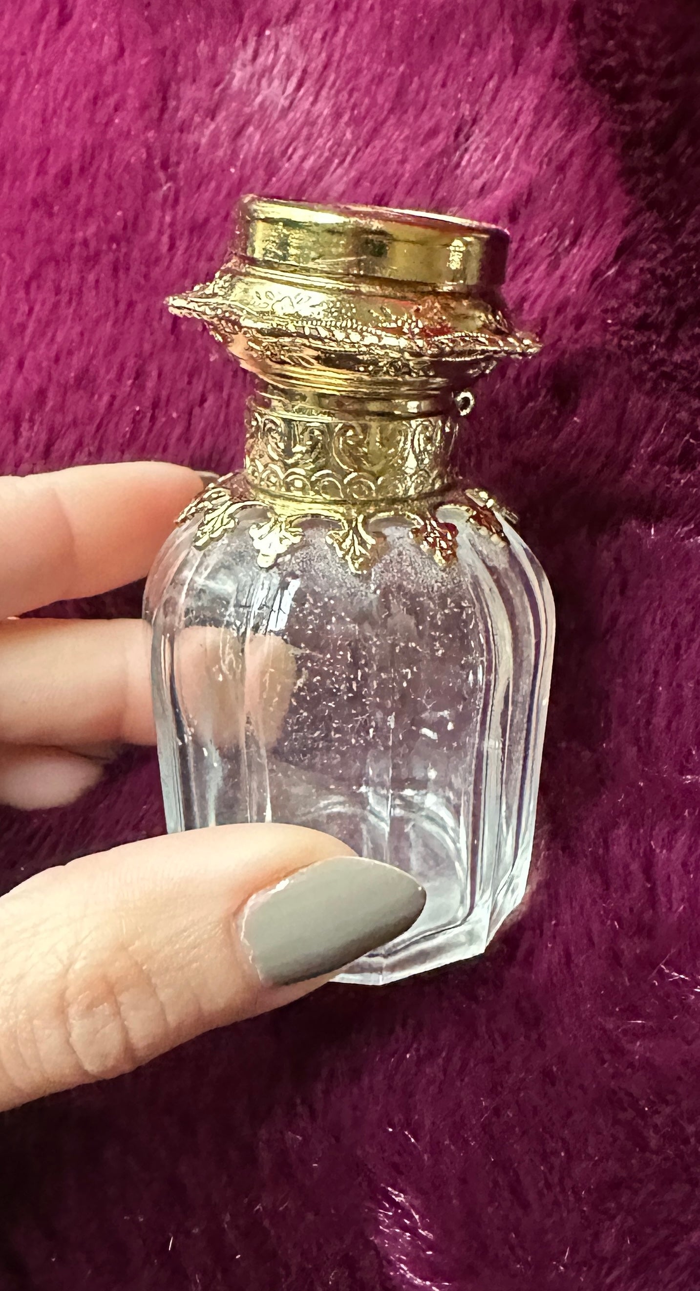 Glass,Gold, & Enamel Perfume Bottle