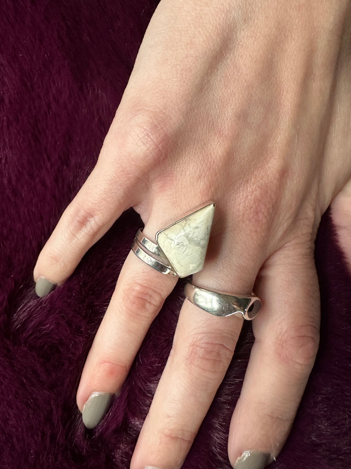 Silver & Howlite Ring SZ 6