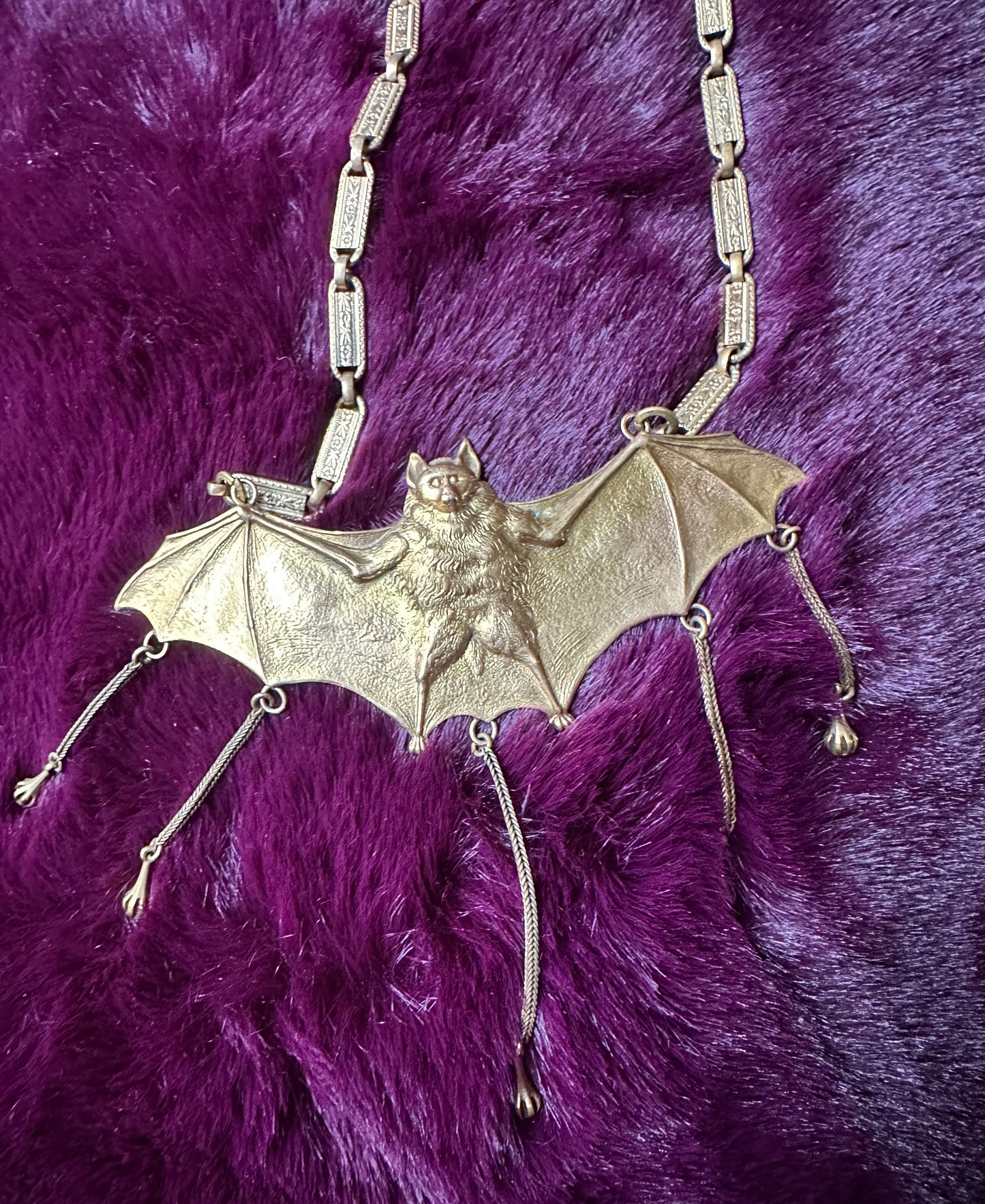 Gold Tone Bat Necklace