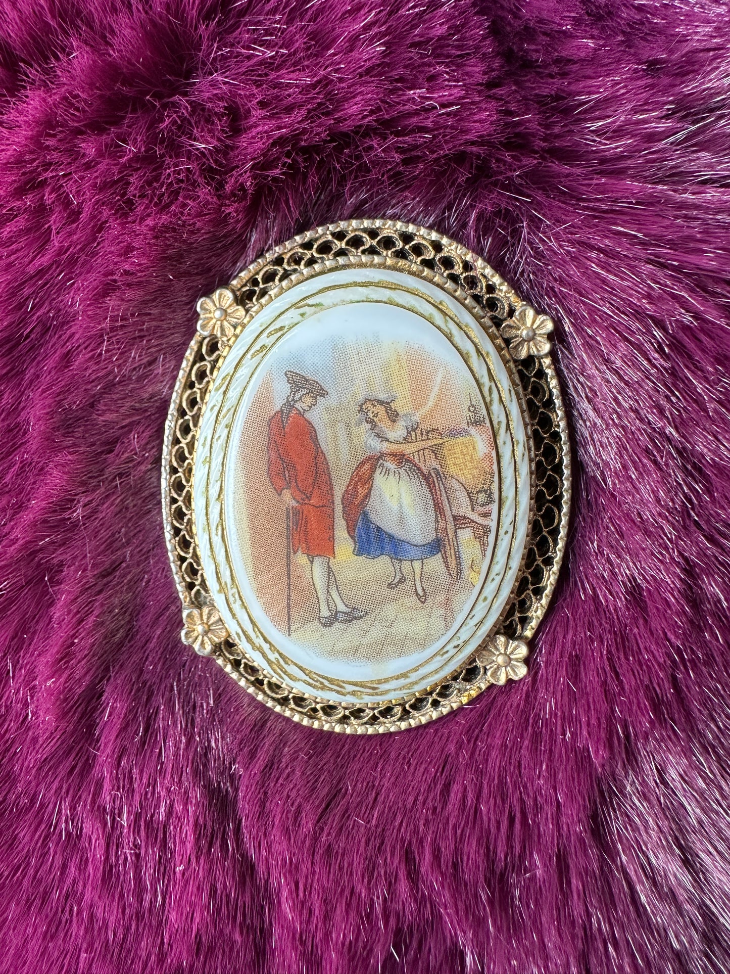 Rococo Style Painted Pin