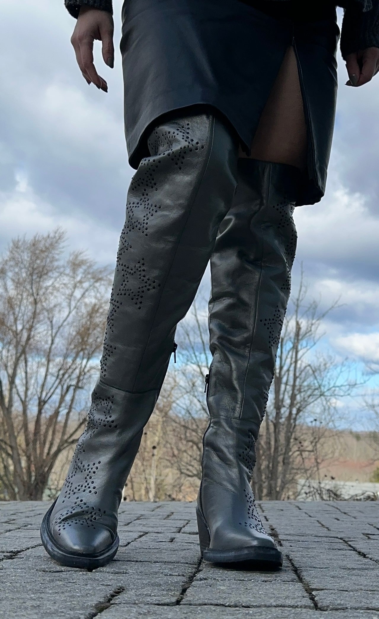 Over The Knee Studded Boots Sz 7.5