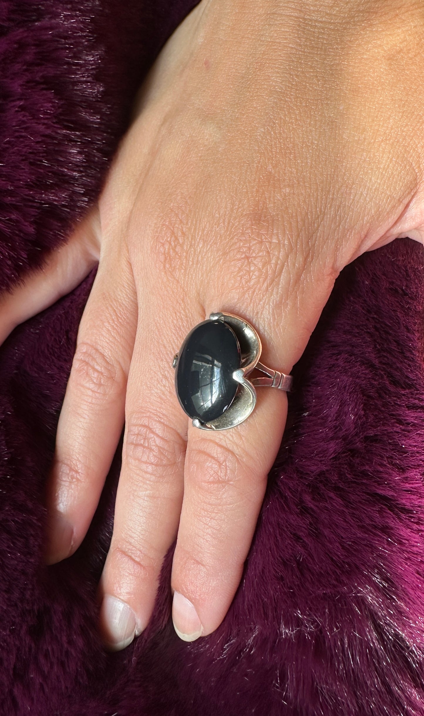 Vintage Silver & Onyx Ring SZ 5.75