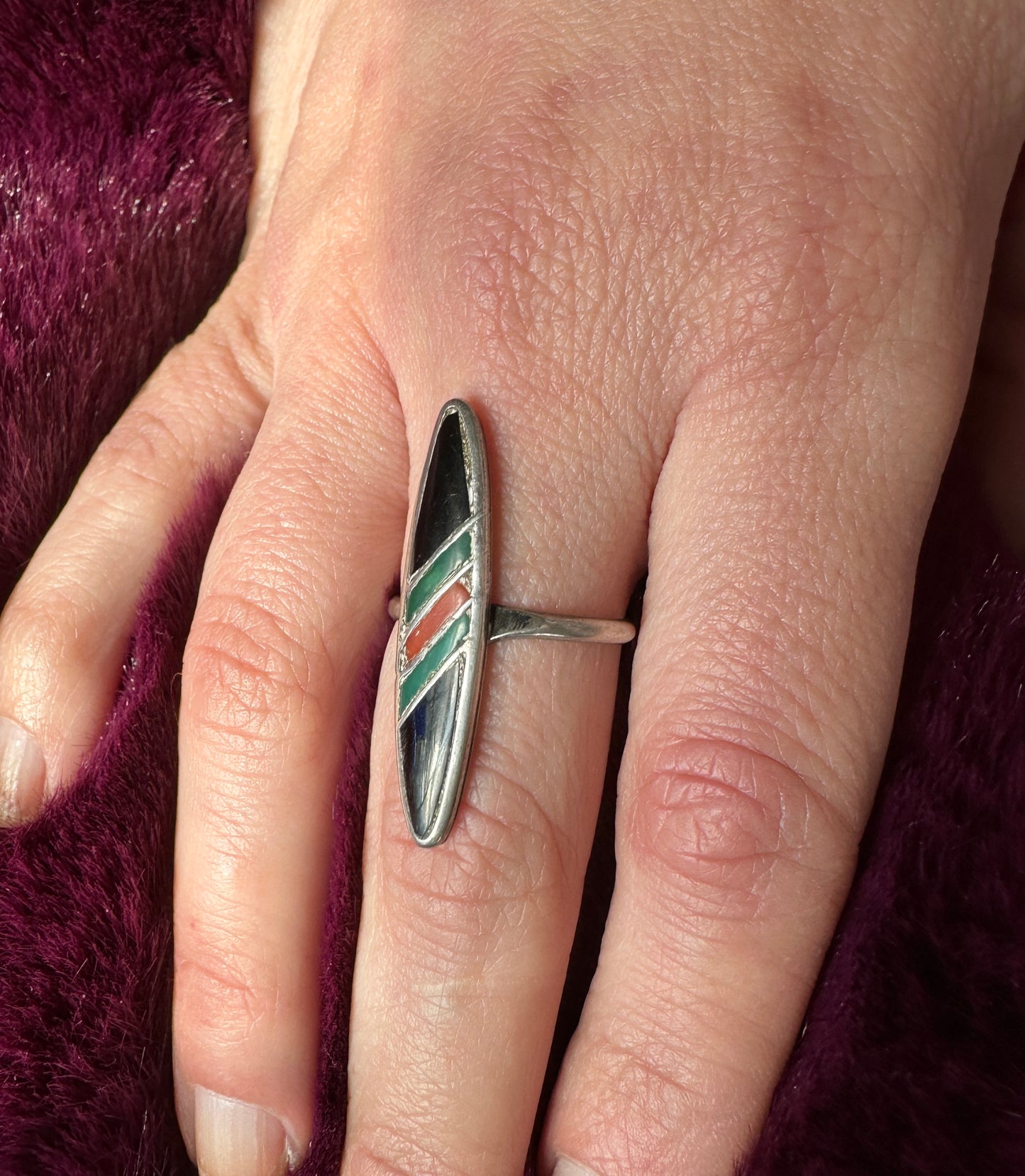 Vintage Silver Multi-Stone Ring SZ 7.25