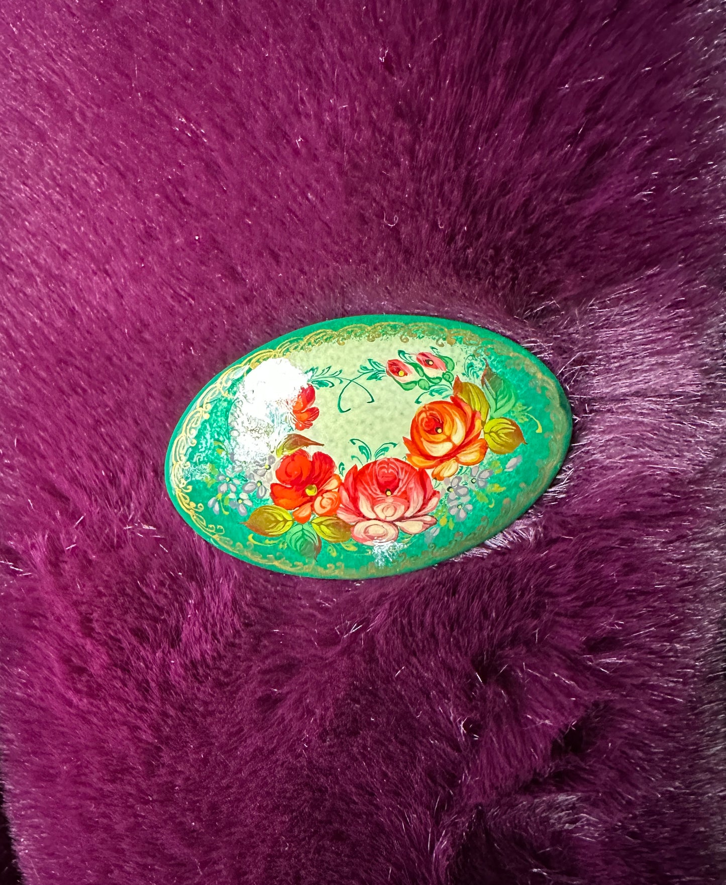Hand Painted Floral Pin