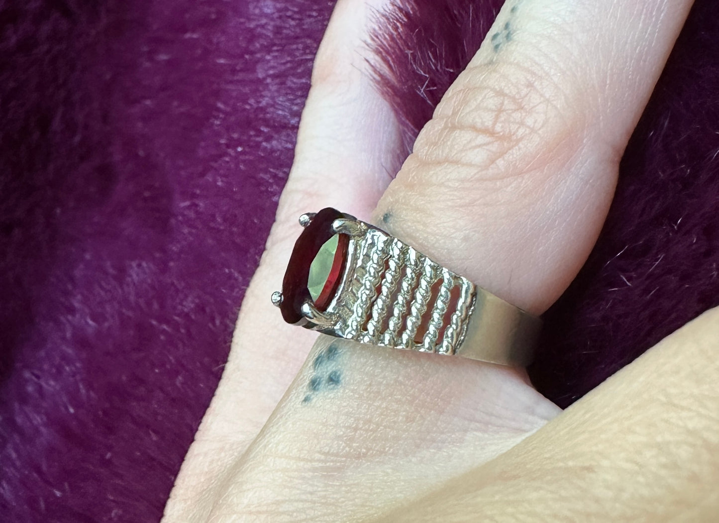 Sterling Garnet Ring SZ 4.75