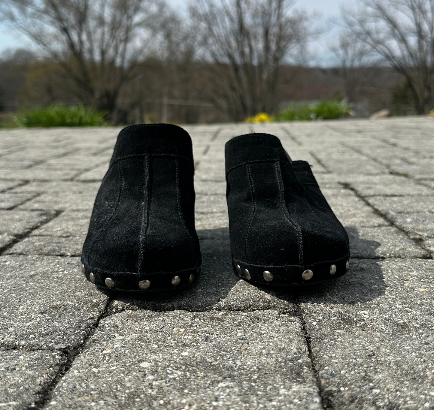 Vintage Suede Studded Clogs SZ 8
