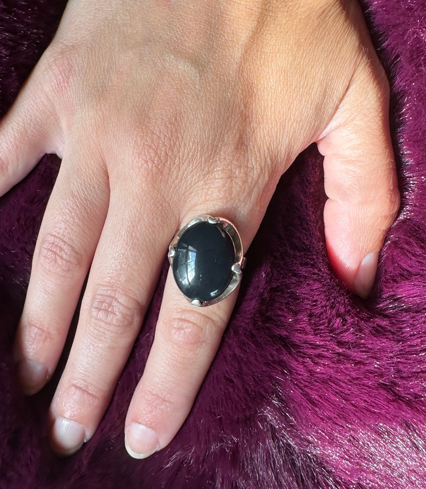 Vintage Silver & Onyx Ring SZ 5.75