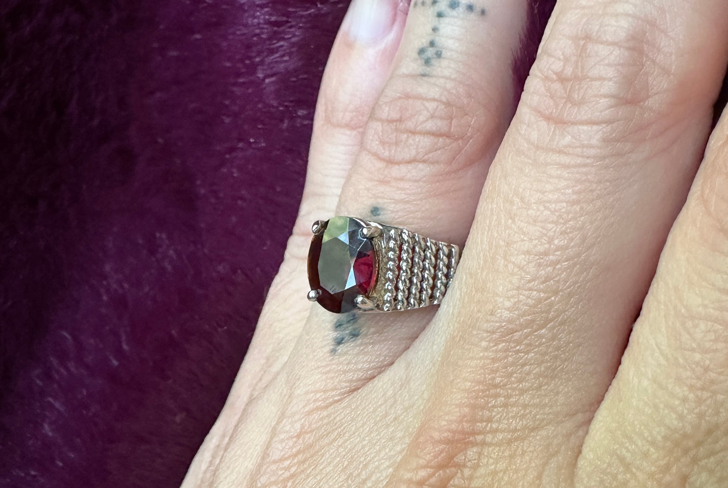 Sterling Garnet Ring SZ 4.75