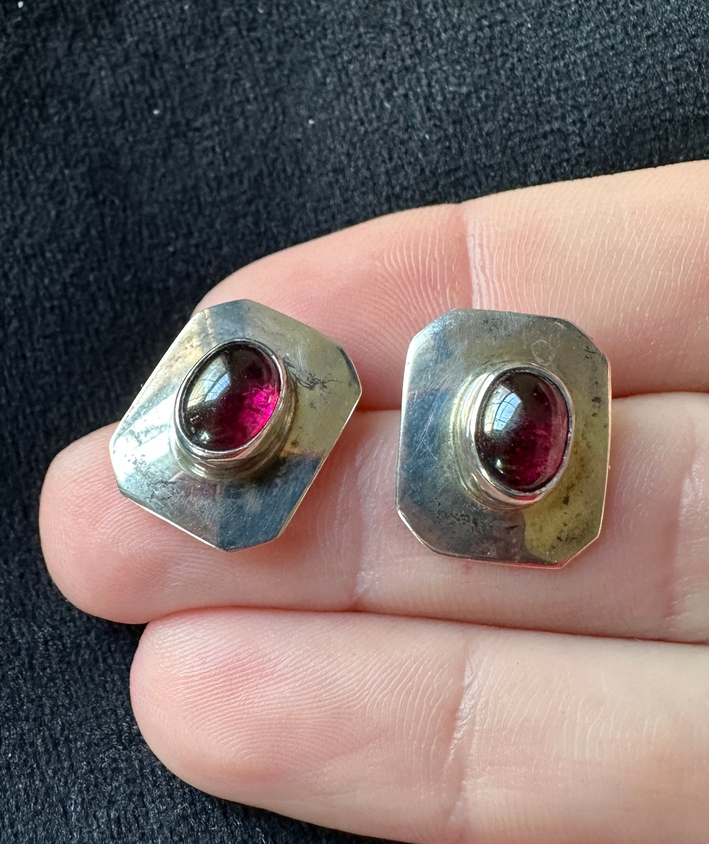 Silver & Garnet Post Earrings